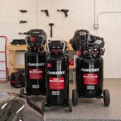 Husky 27 Gal. 200 PSI Oil Free Portable Vertical Electric Air Compressor -Husky Shop husky portable air compressors c271h fa 1000