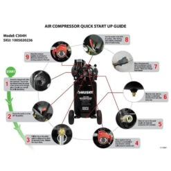Husky 30 Gal. 175 PSI Oil Lubed Belt Drive Portable Vertical Electric Air Compressor -Husky Shop husky portable air compressors c304h 1f 1000