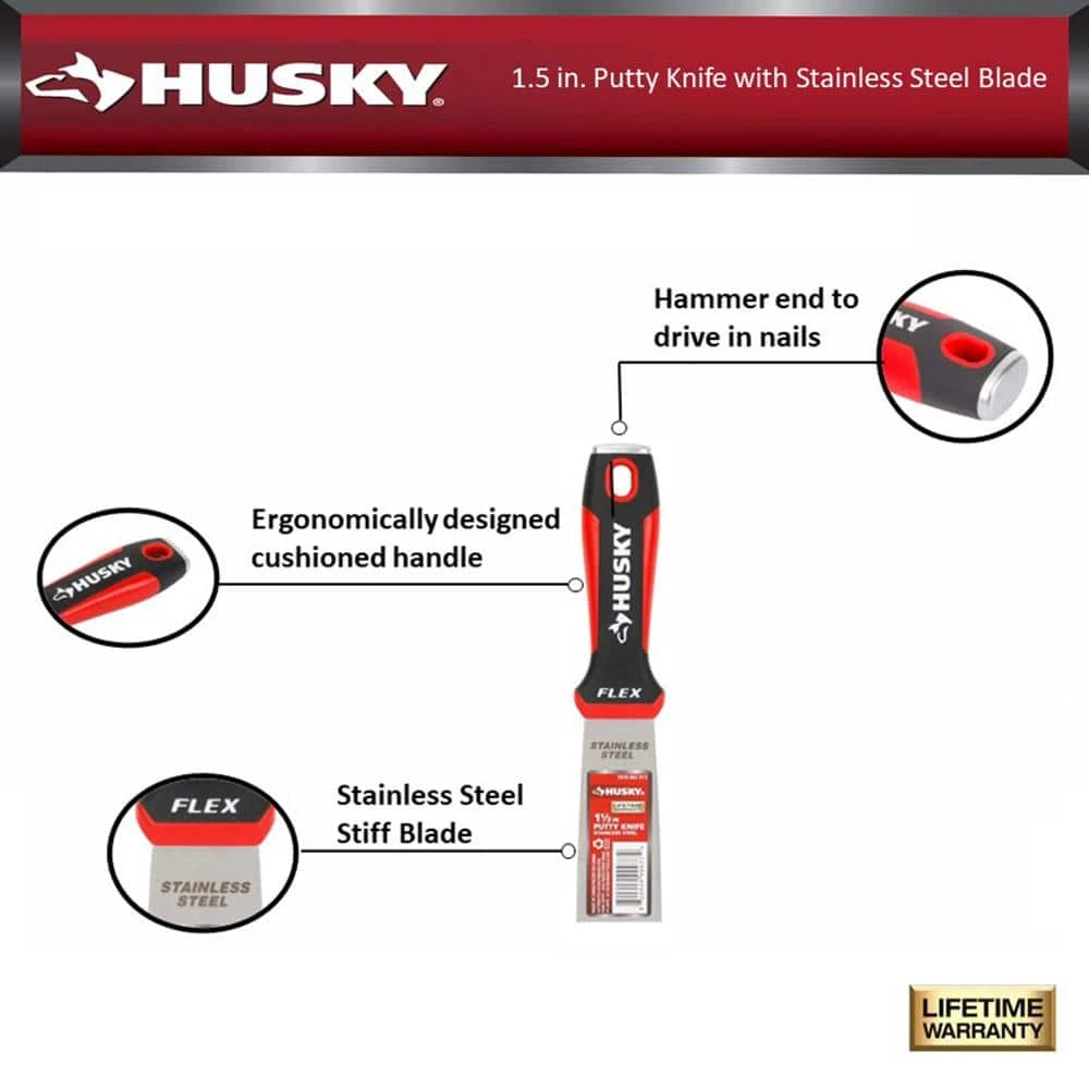 Husky 1.5 In. Putty Knife With Stainless Steel Blade 2 Husky 1.5 In. Putty Knife With Stainless Steel Blade - Image 2