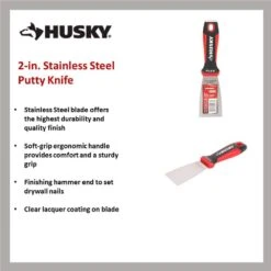 Husky 2 In. Putty Knife With Flexible Stainless Steel Blade -Husky Shop husky putty knives 90978 66 1000