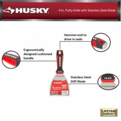 Husky 4 In. Putty Knife With Flexible Stainless Steel Blade -Husky Shop husky putty knives 90980 77 1000