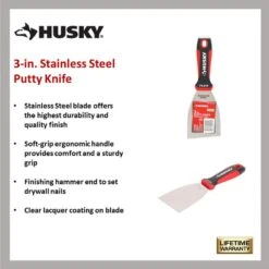 Husky 3 In. Putty Knife With Flexible Stainless Steel Blade -Husky Shop husky putty knives 90994 40 1000