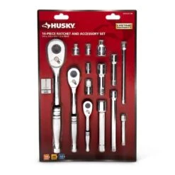Husky 1/4 In., 3/8 In., And 1/2 In. 72-Tooth Ratchet And Accessory Set In (14-Piece) -Husky Shop husky ratchet sets hdtacc14pc c3 1000