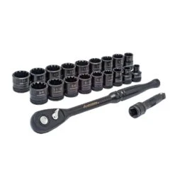 Husky 3/8 In. Drive 100-Position Ratchet And Universal SAE/Metric Socket Wrench Set (20-Piece)