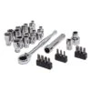 Husky 1/4 In. Drive 6-Point Pass Thru Ratchet And Socket Set (30-Piece) -Husky Shop husky ratchet socket sets h6ptthru30pc 64 1000