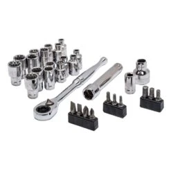 Husky 1/4 In. Drive 6-Point Pass Thru Ratchet And Socket Set (30-Piece)