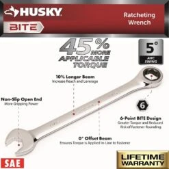 Husky BITE SAE 72-Tooth Ratcheting Wrench Set (8-Piece) -Husky Shop husky ratcheting wrenches hbrw8xls 40 1000
