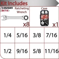 Husky BITE SAE 72-Tooth Ratcheting Wrench Set (8-Piece) -Husky Shop husky ratcheting wrenches hbrw8xls a0 1000