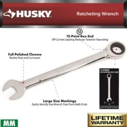 Husky Ratcheting Combination Wrench Set, SAE/MM (10-Piece) -Husky Shop husky ratcheting wrenches hrw10pcmix 40 1000