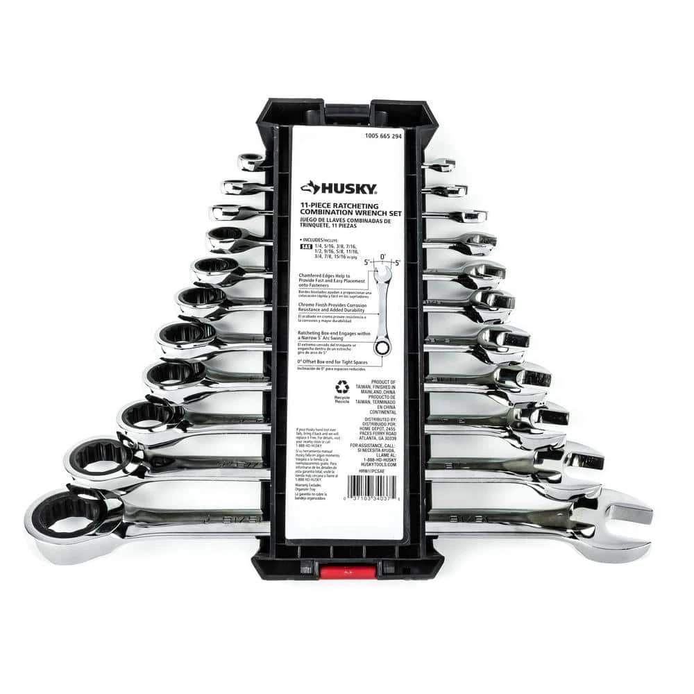 Husky Ratcheting SAE Combination Wrench Set (11-Piece) 6 Husky Ratcheting SAE Combination Wrench Set (11-Piece) - Image 6