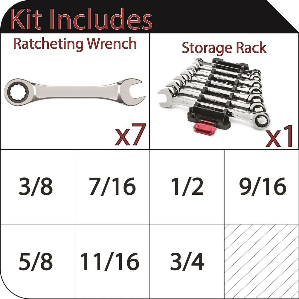 Husky Ratcheting SAE Combination Wrench Set (7-Piece) 2 Husky Ratcheting SAE Combination Wrench Set (7-Piece) - Image 2
