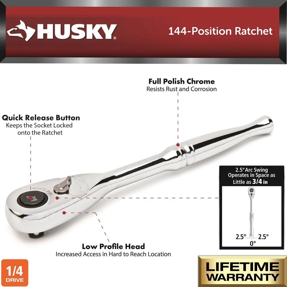 Husky 1/4 In. Drive 144-Tooth Pro Ratchet 2 Husky 1/4 In. Drive 144-Tooth Pro Ratchet - Image 2
