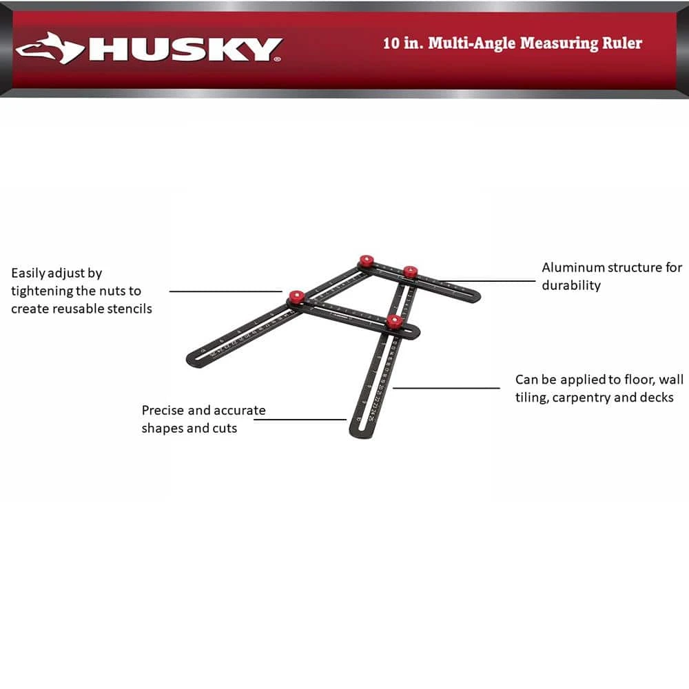 Husky 10 In. Multi-Angle Measuring Ruler 5 Husky 10 In. Multi-Angle Measuring Ruler - Image 5