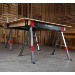 Husky 28.7 In. X 41.1 In. Steel Saw Horse And Jobsite Table With 1100 Lbs. Capacity - 1 Each -Husky Shop husky saw horses 90821 1f 1000