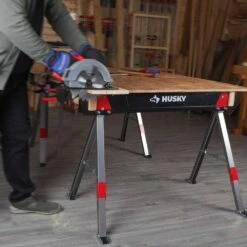 Husky 28.7 In. X 41.1 In. Steel Saw Horse And Jobsite Table With 1100 Lbs. Capacity - 1 Each -Husky Shop husky saw horses 90821 fa 1000