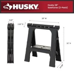 Husky 28 In. W X 31 In. H Folding Sawhorse (2-Pack) -Husky Shop husky saw horses 999 7400 77 1000
