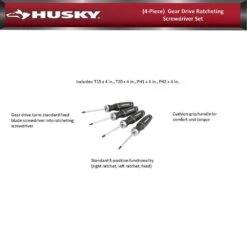 Husky Gear Drive Ratcheting Screwdriver Set (4-Piece) 9 Husky Gear Drive Ratcheting Screwdriver Set (4-Piece) -Husky Shop husky screwdriver sets 99865 44 1000