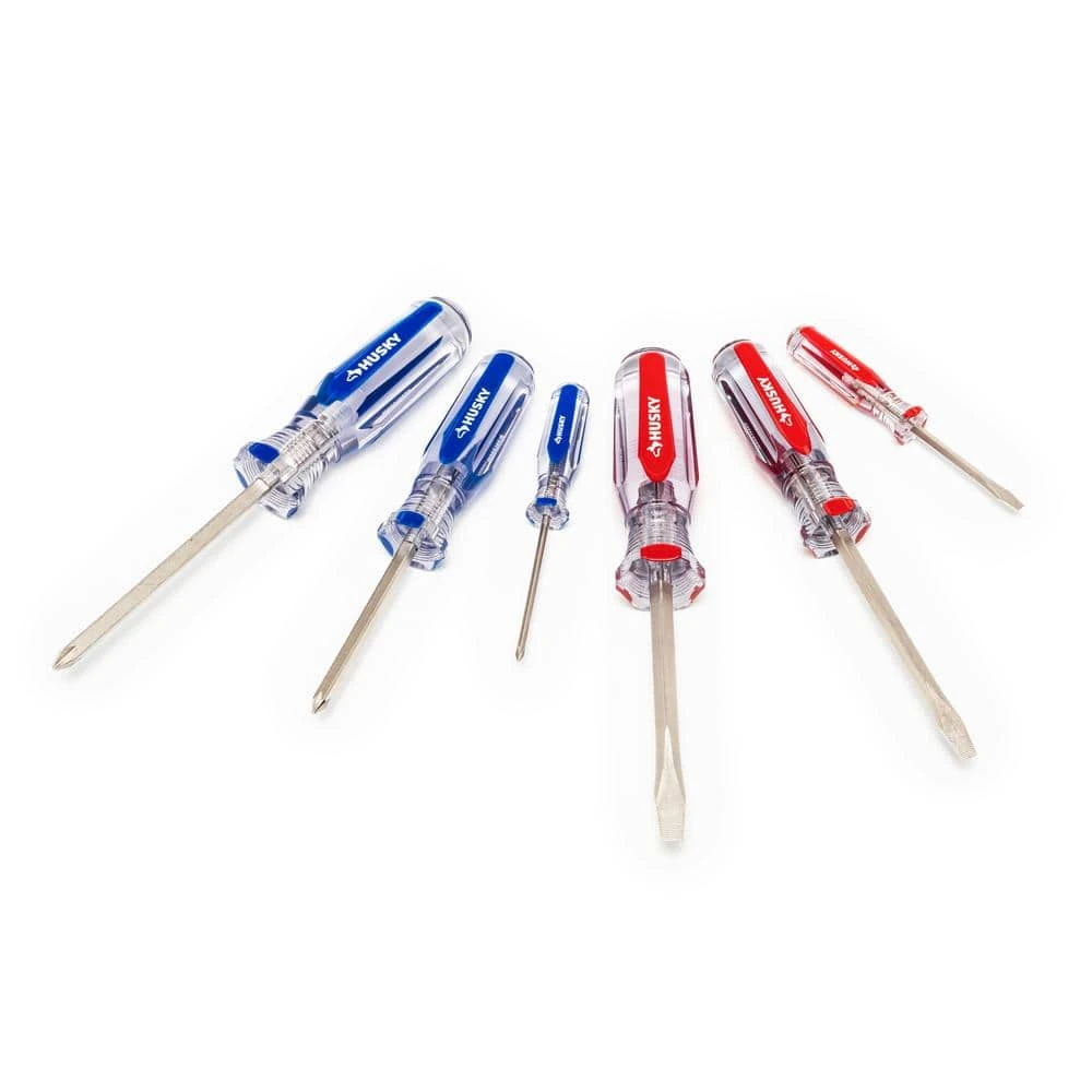 Husky Philips And Slotted Screwdriver Set With Acetate Handles (6-Piece) 1 Husky Philips And Slotted Screwdriver Set With Acetate Handles (6-Piece)