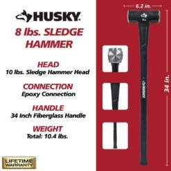 Husky 8 Lb. Sledgehammer With 34 In. Fiberglass Handle -Husky Shop husky sledge hammers hd sf8lb e1 1000