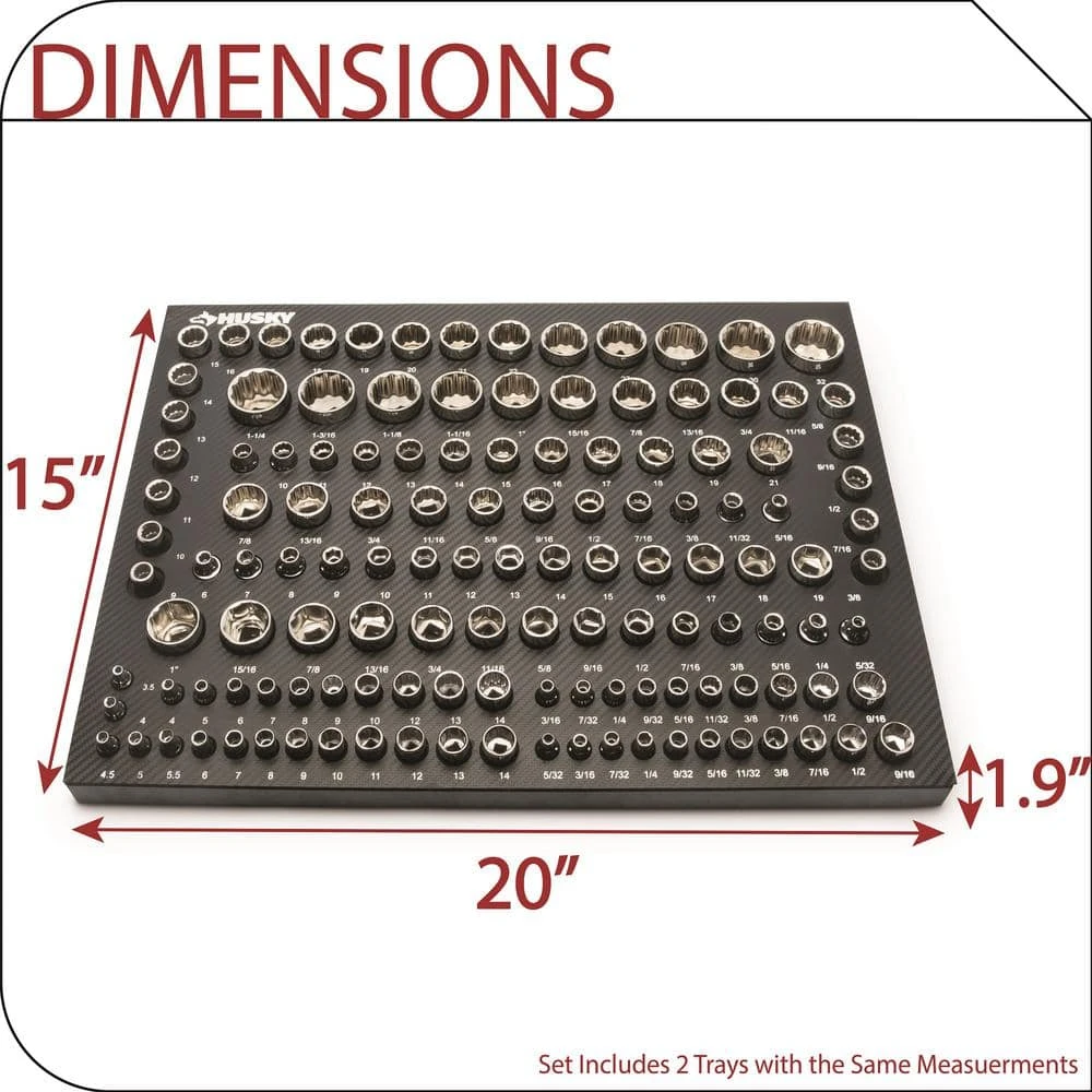 Husky 1/4 In., 3/8 In., And 1/2 In. Drive Socket Set In EVA Foam Tray (200-Piece) 3 Husky 1/4 In., 3/8 In., And 1/2 In. Drive Socket Set In EVA Foam Tray (200-Piece) - Image 3
