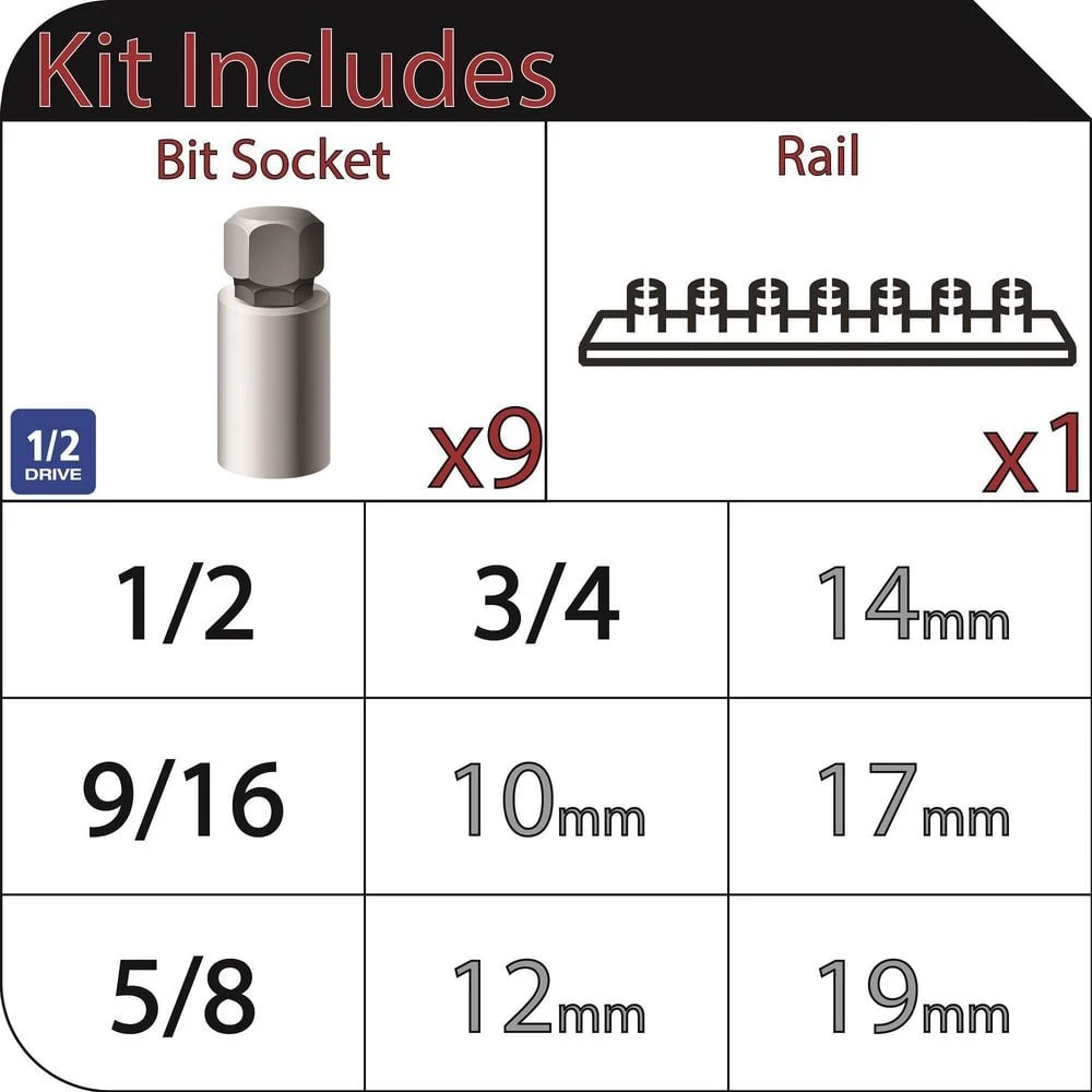 Husky 1/2 In. Drive Hex Bit Socket Set (9-Piece) 2 Husky 1/2 In. Drive Hex Bit Socket Set (9-Piece) - Image 2