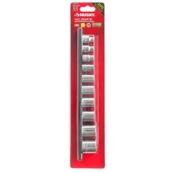 Husky 3/8 In. Drive Standard SAE Socket Set (10-Piece) -Husky Shop husky socket sets h3dsae10pcsr 44 1000