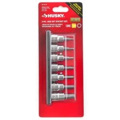 Husky 3/8 In. Drive SAE Hex Bit Socket Set (7-Piece) -Husky Shop husky socket sets h3dsae7pchbssr 1f 1000