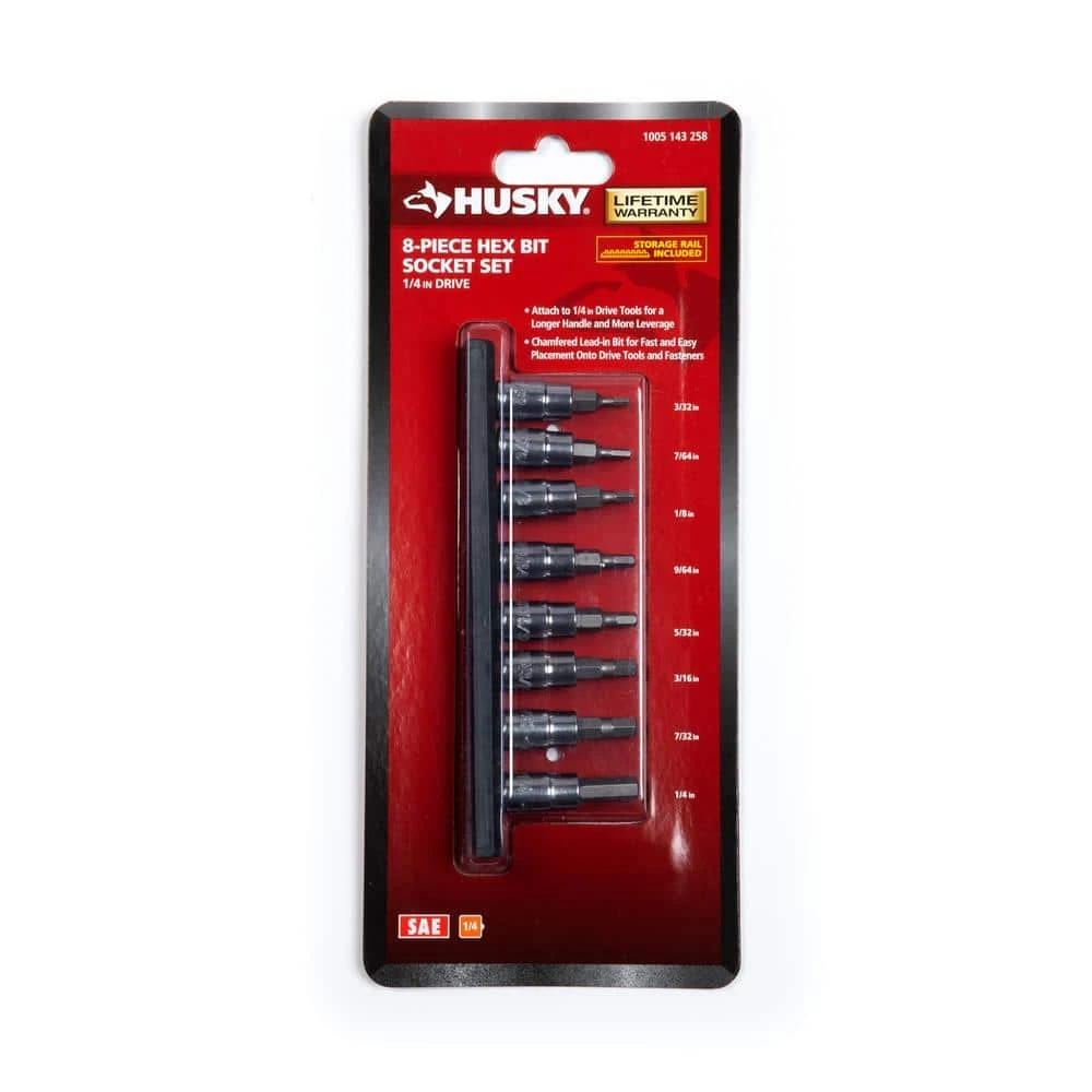 Husky 1/4 In. Drive SAE Hex Bit Socket Set (8-Piece) 1 Husky 1/4 In. Drive SAE Hex Bit Socket Set (8-Piece)