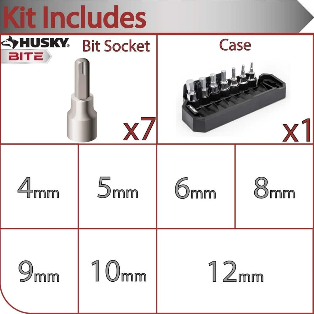 Husky BITE 3/8 In. Drive Metric Bit Socket Set (7-Piece) 3 Husky BITE 3/8 In. Drive Metric Bit Socket Set (7-Piece) - Image 3