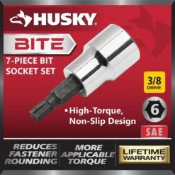 Husky BITE 3/8 In. Drive SAE Bit Socket Set (7-Piece) -Husky Shop husky socket sets hb3dbs7s e1 1000
