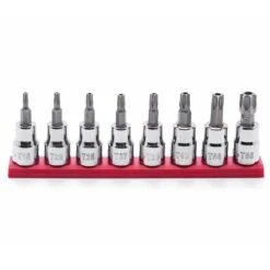 Husky 3/8 In. Drive Tamper Proof Torx Bit Socket Set (8-Piece) -Husky Shop husky socket sets htptxbs8pcsr 4f 1000