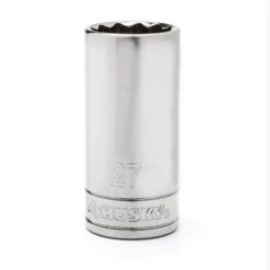 Husky 1/2 In. Drive 12-Point Metric Deep Socket 27 Mm