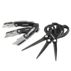Husky Titanium Scissor Set And 3-Pack Folding Lock Back Utility Knife