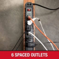 Husky 8 Ft. 14/3 Heavy Duty 6-Outlet 2100 Joule Surge Protector, Black -Husky Shop husky surge protectors ylpt 154 4f 1000