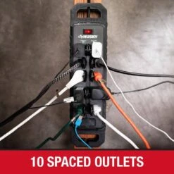 Husky 10 Ft. 14/3 Heavy Duty 10-Outlet 4200 Joule Surge Protector With USB-A And USB-C Ports, Black -Husky Shop husky surge protectors ylpt 155 1f 1000