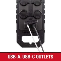 Husky 10 Ft. 14/3 Heavy Duty 10-Outlet 4200 Joule Surge Protector With USB-A And USB-C Ports, Black -Husky Shop husky surge protectors ylpt 155 4f 1000