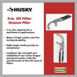 Husky 9 In. Oil Filter Groove Plier -Husky Shop husky tongue groove pliers 90939 40 1000