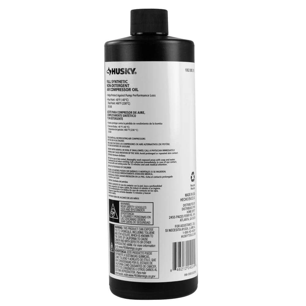 Husky 16 Oz. 100% Full Synthetic Compressor Oil 2 Husky 16 Oz. 100% Full Synthetic Compressor Oil - Image 2