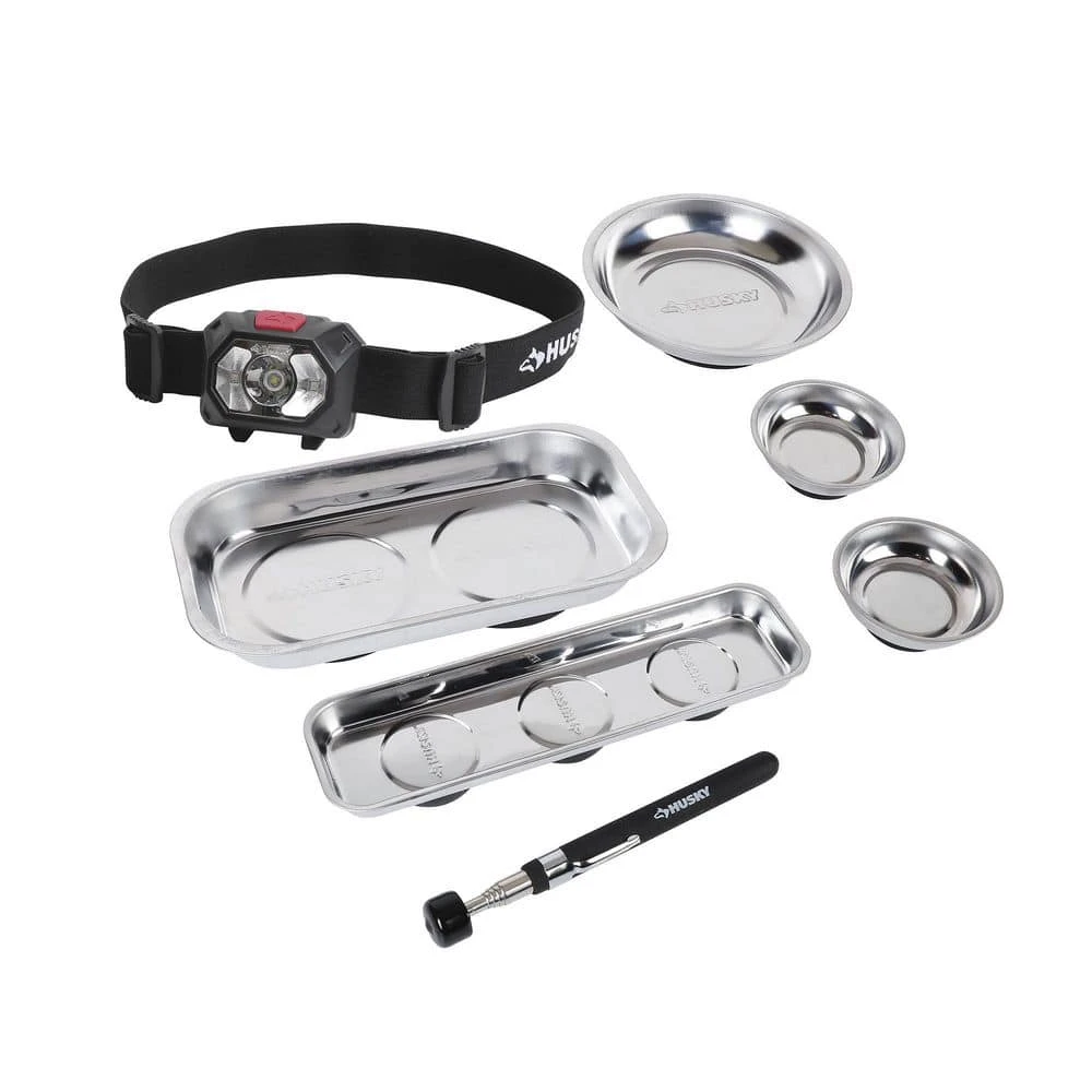Husky Magnetic Small Parts Tray Set With Pickup Tool And 300 Lumens Head Lamp 2 Husky Magnetic Small Parts Tray Set With Pickup Tool And 300 Lumens Head Lamp - Image 2