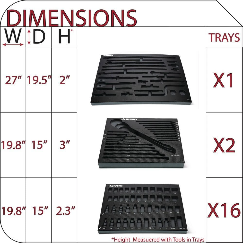 Husky EVA Foam Storage Trays For 1,025-Piece Tool Set (19-Trays) 2 Husky EVA Foam Storage Trays For 1,025-Piece Tool Set (19-Trays) - Image 2
