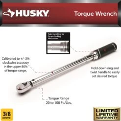 Husky 3/8 In. And 1/2 In. Drive Torque Wrench Set (2-Piece) -Husky Shop husky torque wrenches h3dtwa h2dtwa 31 1000