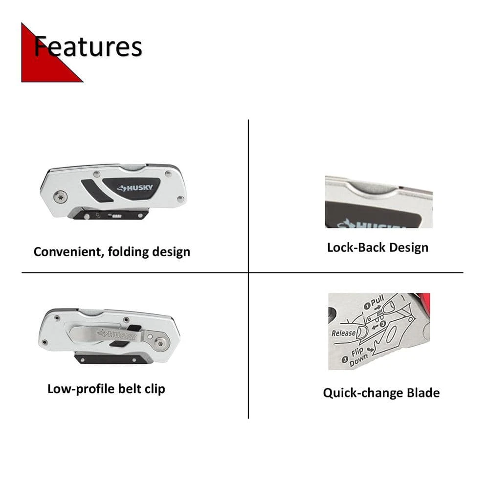 Husky Compact Folding Lock-Back Utility Knife 5 Husky Compact Folding Lock-Back Utility Knife - Image 5