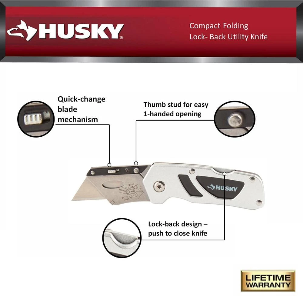 Husky Compact Folding Lock-Back Utility Knife 2 Husky Compact Folding Lock-Back Utility Knife - Image 2