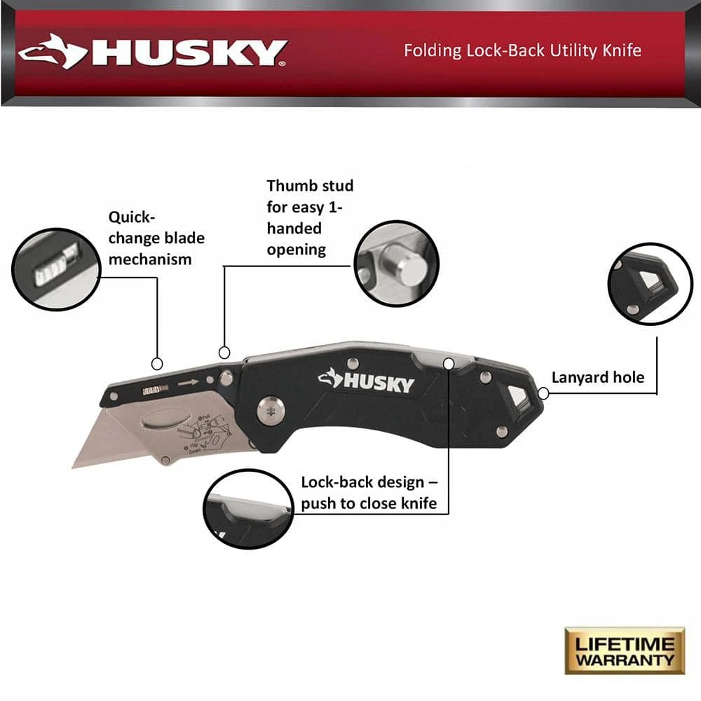 Husky Folding Lock-Back Utility Knife 2 Husky Folding Lock-Back Utility Knife - Image 2
