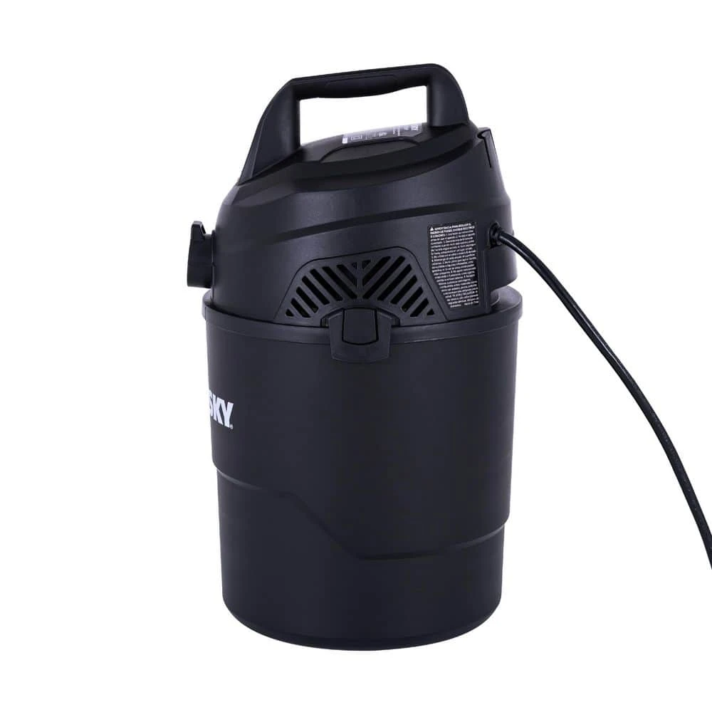 Husky 2.5 Gallon 3.0 Peak HP Wet Dry Vac Shop Vacuum With Locking Hose, Wet Filter, Dry Filter, Crevice And Gulper Nozzles 2 Husky 2.5 Gallon 3.0 Peak HP Wet Dry Vac Shop Vacuum With Locking Hose, Wet Filter, Dry Filter, Crevice And Gulper Nozzles - Image 2