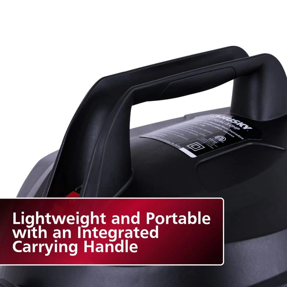 Husky 2.5 Gallon 3.0 Peak HP Wet Dry Vac Shop Vacuum With Locking Hose, Wet Filter, Dry Filter, Crevice And Gulper Nozzles 12 Husky 2.5 Gallon 3.0 Peak HP Wet Dry Vac Shop Vacuum With Locking Hose, Wet Filter, Dry Filter, Crevice And Gulper Nozzles - Image 12