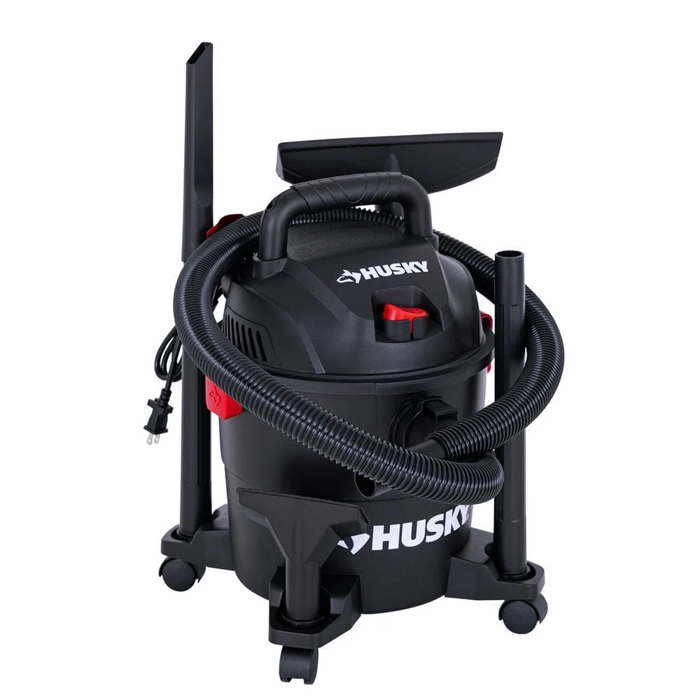 Husky 4 Gallon 3.0 Peak HP Wet Dry Vac Shop Vacuum With Locking Hose, Wands, Filters, Crevice, Gulper And Floor Nozzles 1 Husky 4 Gallon 3.0 Peak HP Wet Dry Vac Shop Vacuum With Locking Hose, Wands, Filters, Crevice, Gulper And Floor Nozzles