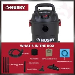 Husky 4 Gallon 3.0 Peak HP Wet Dry Vac Shop Vacuum With Locking Hose, Wands, Filters, Crevice, Gulper And Floor Nozzles 14 Husky 4 Gallon 3.0 Peak HP Wet Dry Vac Shop Vacuum With Locking Hose, Wands, Filters, Crevice, Gulper And Floor Nozzles -Husky Shop husky wet dry vacuums at18303p 4a 66 1000