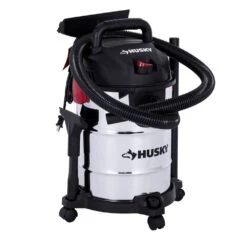 Husky 6 Gallon 4.0 Peak HP Stainless Steel Wet Dry Vac Shop Vacuum With Locking Hose, Wands, Filters, Dust Bag And Attachments