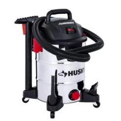 Husky 10 Gal. 6.0 Peak HP Stainless Steel Wet Dry Vac Shop Vacuum With Locking Hose, Filters, Dust Bag And Attachments